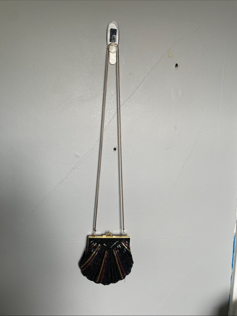 Vintage Carla Marchi Beaded Snap Close Clamshell crossbody Gatsby jazz evening - Picture 2 of 9